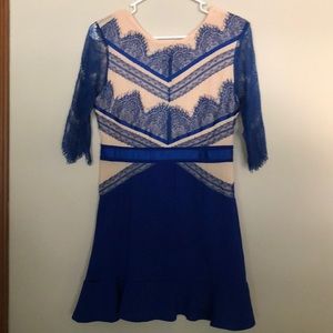 Lace mesh blue dress